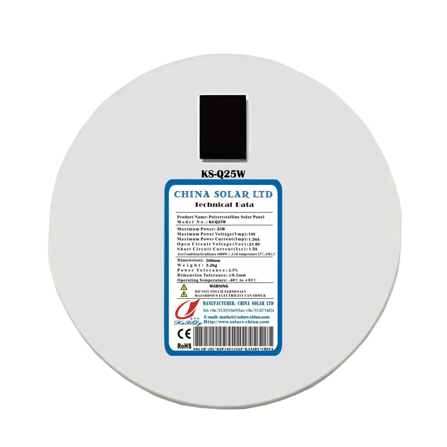 Kreisförmig Solarpanel 25W